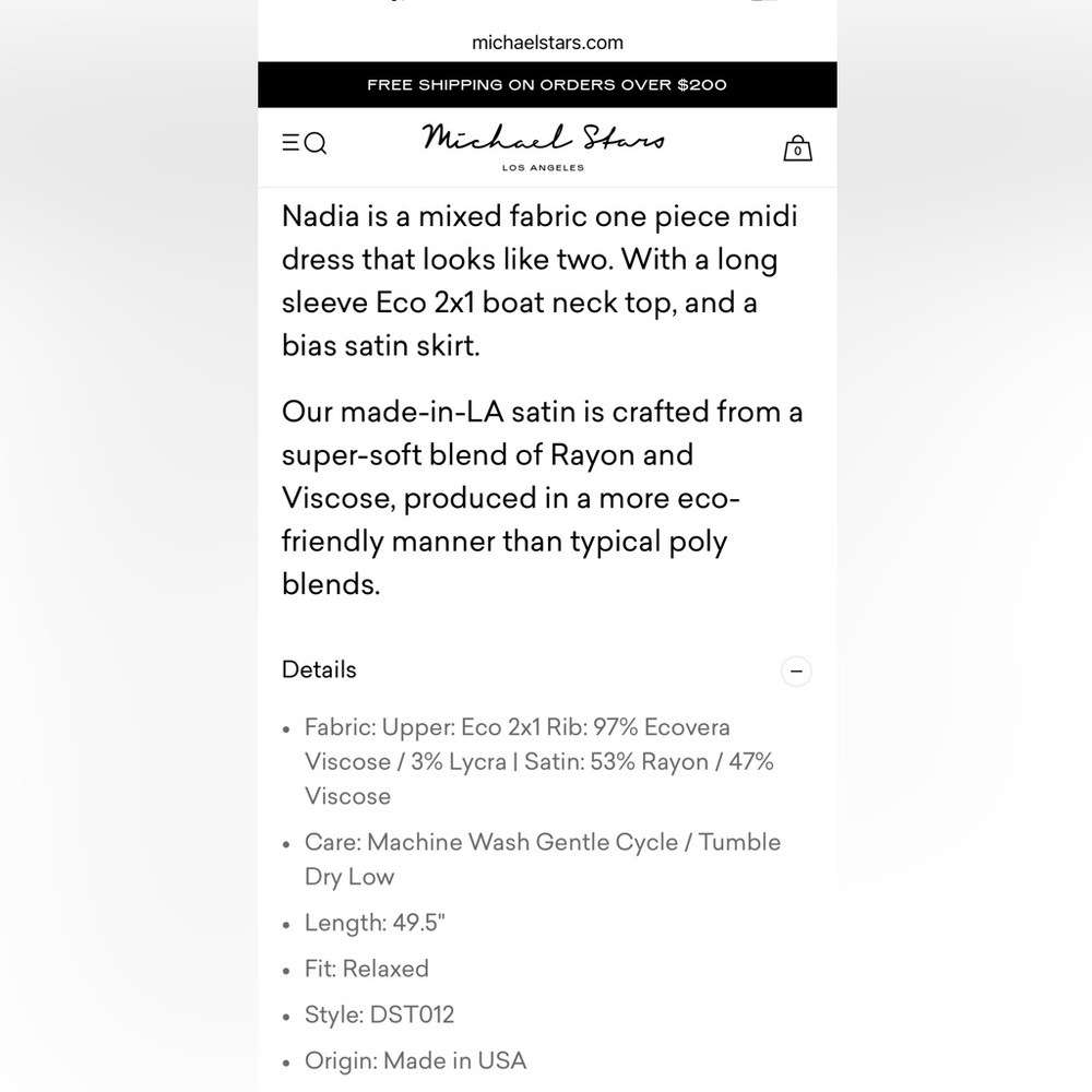 Michael Stars Nadia Mixed Fabric Black Satin Long Sleeve Midi Dress - Picture 8 of 8